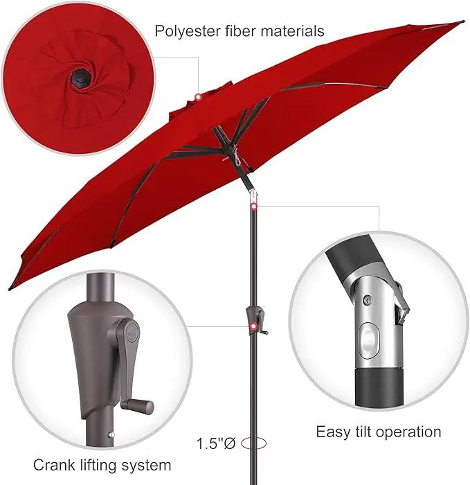10ft Outdoor Patio Umbrella - Table Umbrella Waterprool UV Protection, Sombrillas de Patio with Push Button Tilt&Crank, Sun Umbrella for Pool, Porch, Garden, Deck, Backyard(Red) by GreenHaven Gardens
