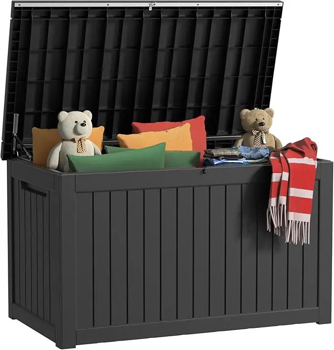 260 Gallon Outdoor Storage Box Waterproof, UV Resistant Resin Deck Box with Hydraulic Rod, Lockable Design and Enhanced Durability for Patio, Garden, and Poolside Use by GreenHaven Gardens
