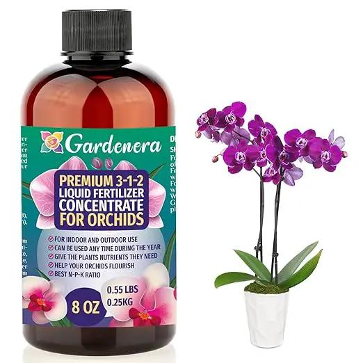 Premium Liquid Orchid Plant Fertilizer - 3-1-2 Concentrate for Indoor Plants and Flowers by Gardenera | Organic Plant Food for Orchids - 8oz by GreenHaven Gardens