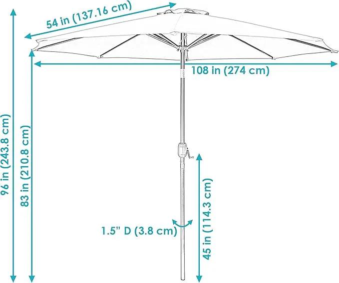 Sunnydaze Outdoor Patio Umbrella - Polyester Table Market Umbrella with Push-Button Tilt and Crank - 8 Sturdy Ribs - Burnt Orange - 9ft by GreenHaven Gardens