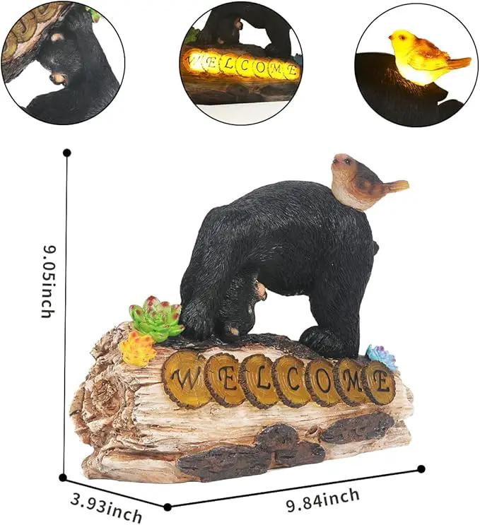 Bear Garden Decorations,Bear Solar Lights Outdoor Garden,Outdoor Solar Lights for Yard Decorations,Bear Garden Welcome Plaque Statue。 by GreenHaven Gardens