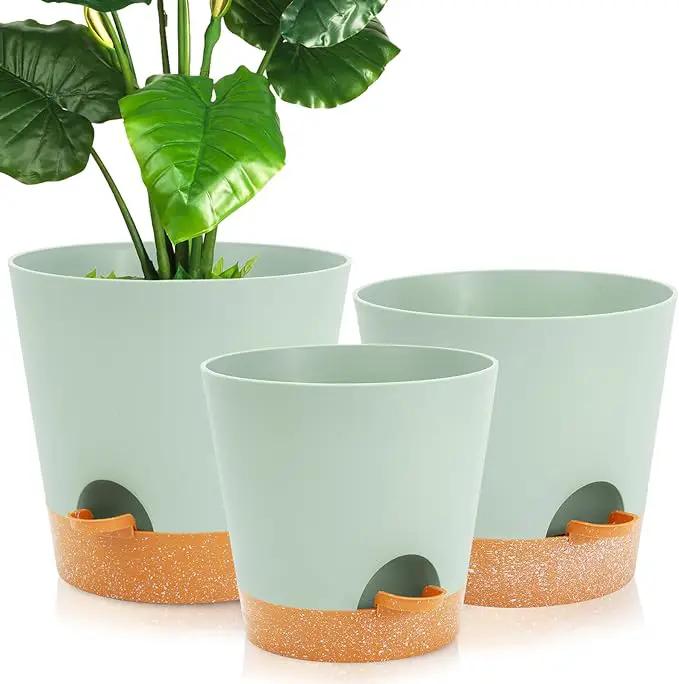 GARDIFE 10/9/8 inch Plant pots, planters for Indoor Plants, self Watering Plant Pot, Flower pots, Green by GreenHaven Gardens