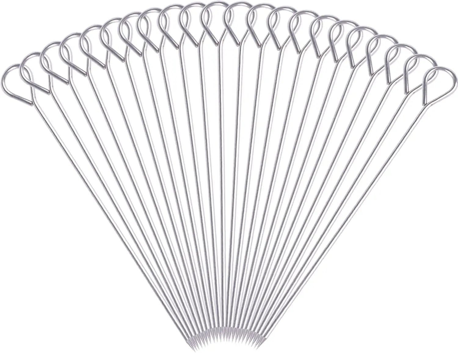 BBQ Skewers - Reusable Stainless Steel 8 Inch Skewers for Grilling Kebob Meat, Chicken, Vegetable Appetiser - Pack of 30