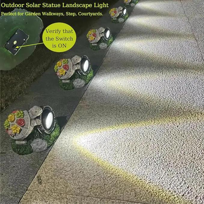 Garden Statue Turtle with Solar Spot Lights Outdoor Waterproof, Solar Figurines Turtle Light for Outside Pathway, Patio, Yard, Lawn, Porch, Home Decoration, Unique Gift. by GreenHaven Gardens