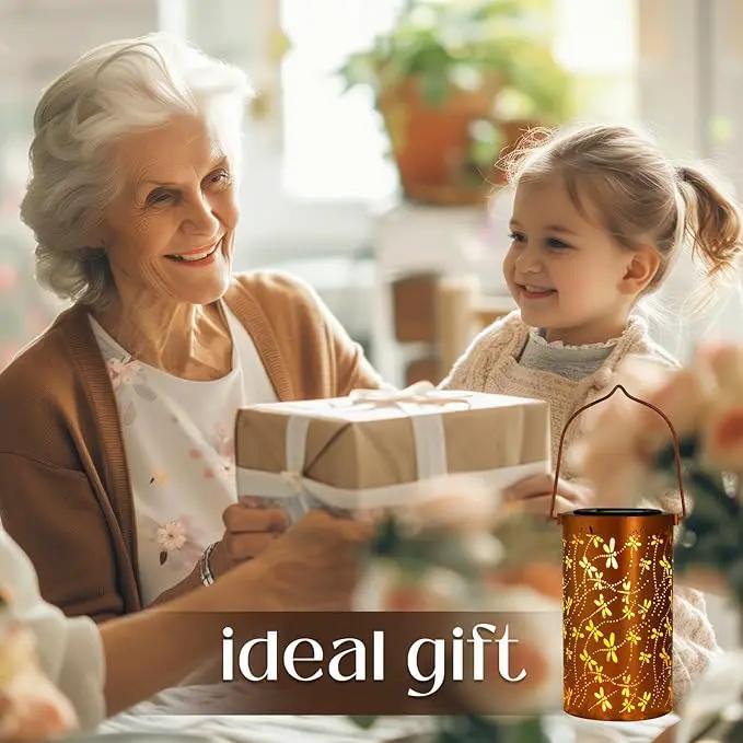 Mothers Day Gifts,Solar Lanterns Outdoor Hanging Lantern Lights, Dragonfly Hollowed-Out Metal Decor Lantern, Waterproof LED Decorative Garden Light - Delicate Garden Decoration for Patio, Yard by GreenHaven Gardens