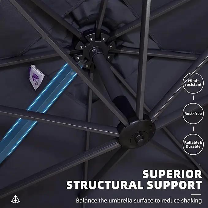 PURPLE LEAF 11 Feet Patio Umbrella with Base Outdoor Cantilever Round Umbrella Aluminum Offset Umbrella with 360-degree Rotation for Garden Deck Pool Patio Light Grey by GreenHaven Gardens