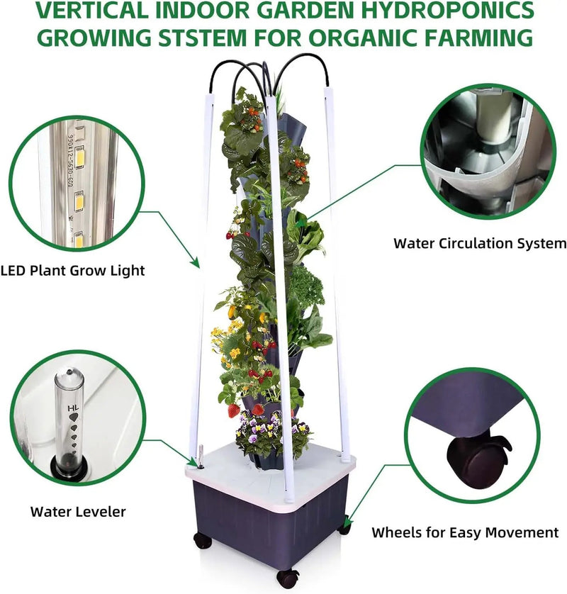 Hydroponic Growing System with Grow Lights, Indoor Gardening System, Grow Plant Food at Home with 40 Pieces at a time for Fruits, Vegetables, Herbs, and Miniature Greens (No Seedlings Included) by GreenHaven Gardens