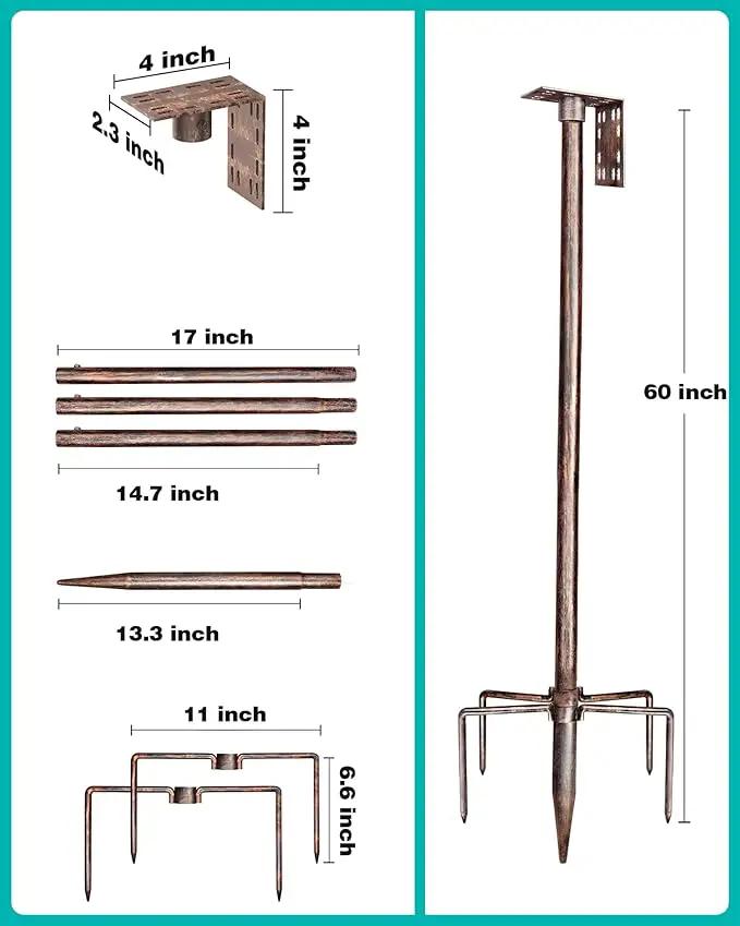 Bird Feeder Pole – 60 Inch Height Bird House Pole with 1-Inch Dia Heavy Duty for Birdfeeders, Feeding Stand with Mount Kit for Outdoor, Slip-Fit Connection, Copper Brushed by GreenHaven Gardens
