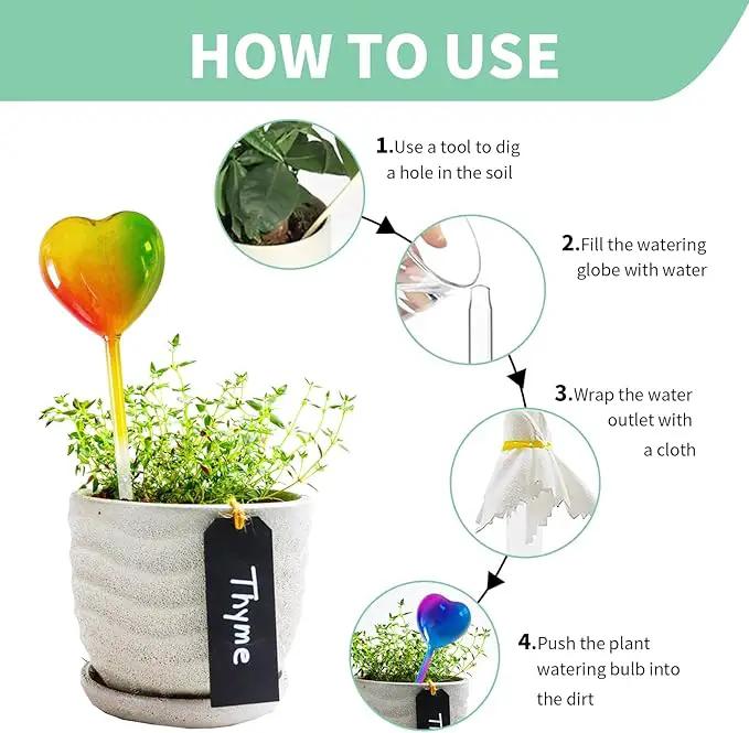Glass Plant Watering Globes, Flower Watering Globes Self Watering Star Plant Watering Pot, Automatic Multicolored Glass Watering Spray for Everyday Use,3 Pack (A) by GreenHaven Gardens