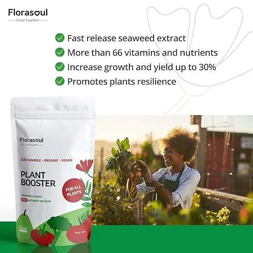 Florasoul® Plant Booster – Organic Vegan Fertilizer for Self-Sufficient Gardeners! All-Purpose, Nutrient-Rich Plant Food for Lush Growth, Vibrant Flowers & Healthy Soil – 100% Natural, Pet-Safe by GreenHaven Gardens