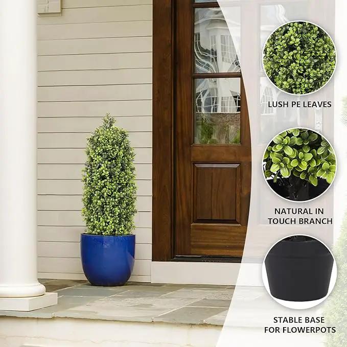 3ft Artificial Boxwood Topiary Trees (Set of 2) - UV Resistant Faux Plants for Outdoor/Indoor, Realistic 36in Fake Bushes and Shrubs for Front Porch, Planter, Patio - Low Maintenance & Evergreen by GreenHaven Gardens