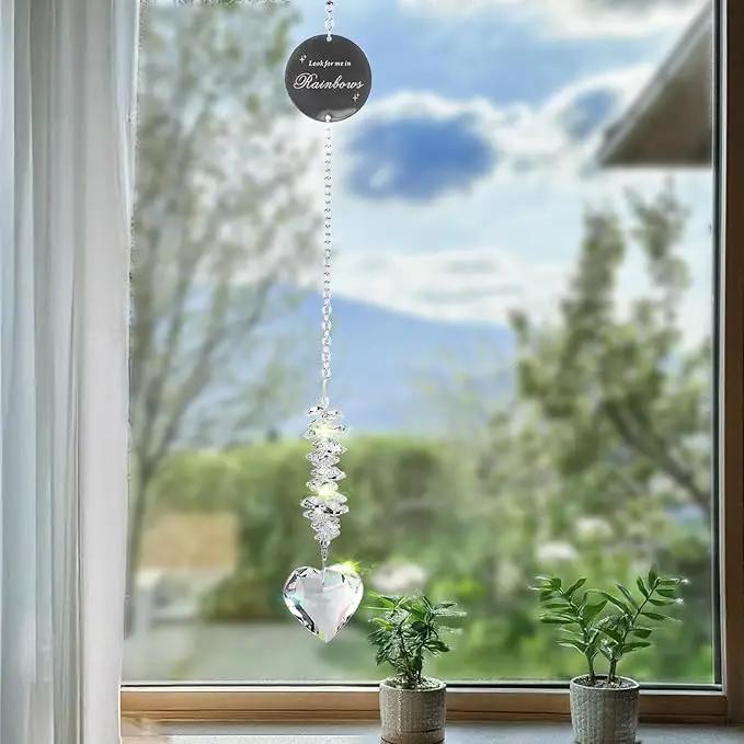 Sympathy Gifts for Loss of Loved One, Unique Memorial Gifts, Bereavement Gift Ideas for Loss of Mom Dad Son, Crystal Ball Sun Catchers Indoor Window, Christmas Decor, 45mm Heart Sun Catchers by GreenHaven Gardens