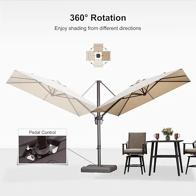 PURPLE LEAF 8 Feet Cantilever Patio Umbrella Square Umbrella with 360° Rotation and Aluminum Offset Hanging Outdoor Umbrella for Pool Garden Backyard Deck, Beige by GreenHaven Gardens
