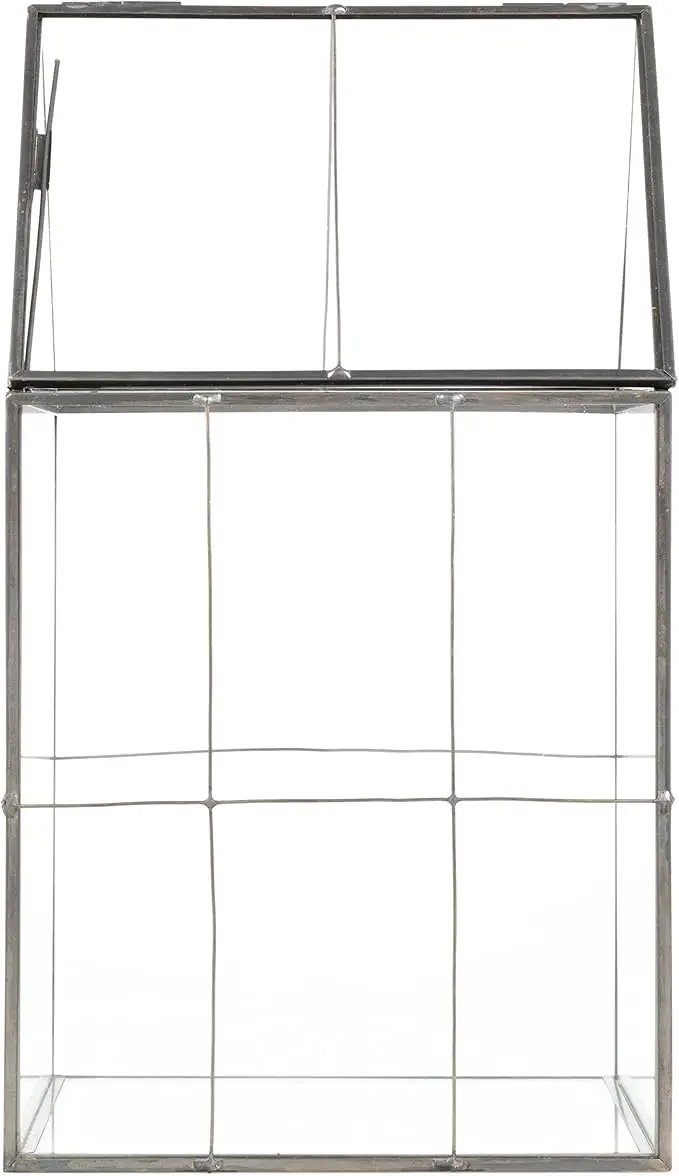 D'Eco Glass Geometric Plant Terrarium (6"x5"x11") - Indoor Tabletop Black Hinged Roof Planter Terrarium for Succulents, Air Plants, Moss - Home, Garden, Wedding & Office Decor- Gift for Plant Lovers by GreenHaven Gardens