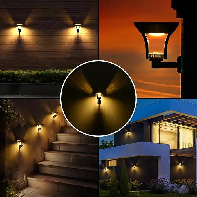 CINOTON Outdoor Solar Landscape Pathway & Wall Lights with 2 Brightness Modes, IP65 Waterproof LED Solar Powered Garden Lights for Patio Lawn Porch Walkway Backyard Driveway Sidewalk Warm White 4 Pack by GreenHaven Gardens