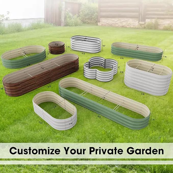 5x3x1ft Oval Galvanized Raised Garden Bed Outdoor 9-in-1 Large Metal Modular Planter Box Raised Beds for Gardening,Vegetables,Fruits,Flowers & Herbs (Brown) by GreenHaven Gardens