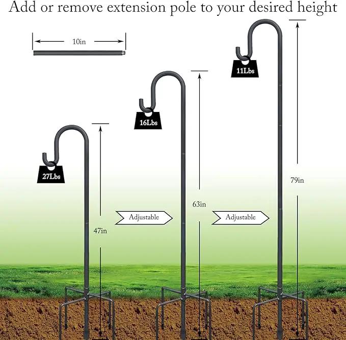 Highpro Shepherd Hook for Outdoor 47 Inch Bird Feeder Hanger Heavy Duty for Hummingbird Feeder Hanger Stand with 5-Prong Base for Lanterns, Wedding (2 Packs) by GreenHaven Gardens
