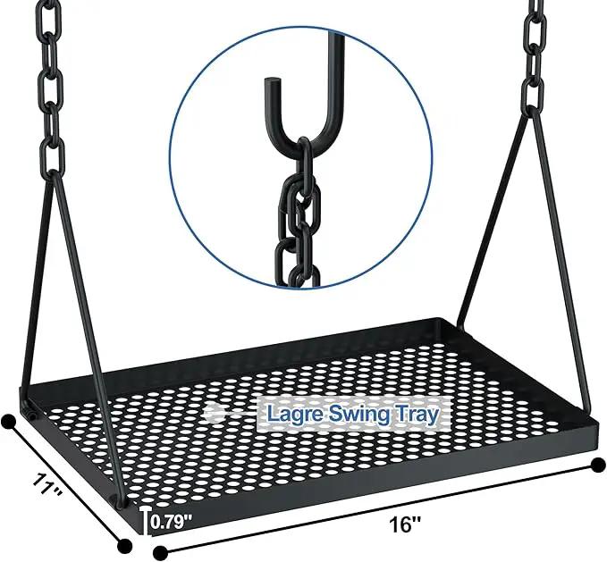 RELIANCER Grill Swing,Campfire Grill Cooking Stand w/8 Hooks & Storage Bag,Cast Iron BBQ Party Swing Grilling Cooking Rack,Outdoor Picnic Camping Cookware Hanging Rack,Collapsible Bonfire Barbecue Set by GreenHaven Gardens