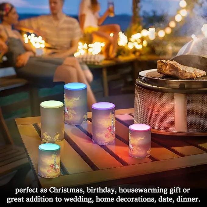 Flickering Flameless Candles, Rock Guitar in Fire Flames LED Candles with Remote Timer, Set of 2 Battery Operated Candle for Valentine Wedding Birthday by GreenHaven Gardens