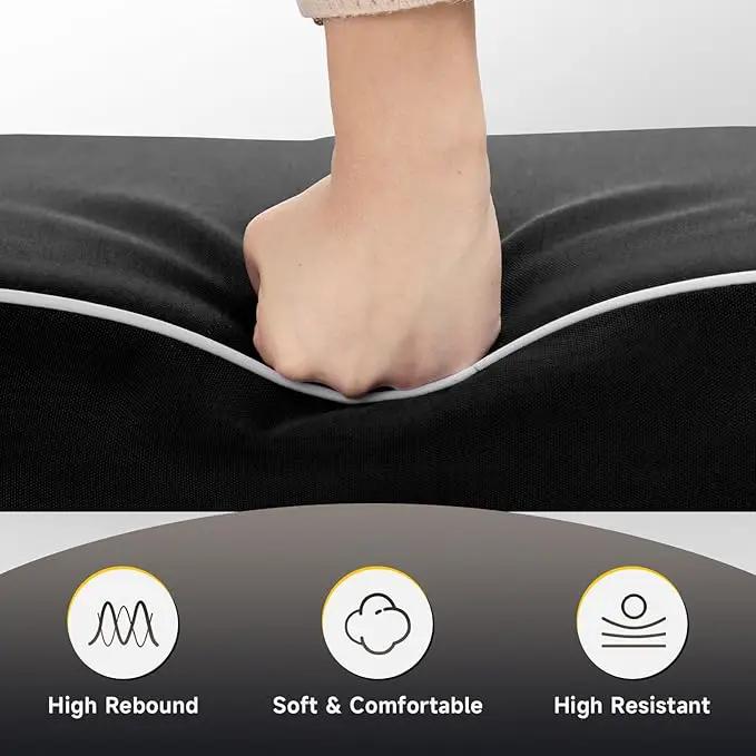 PNP FKJP 2 Pack Outdoor Chair Cushion 20" X 20" X 4", Waterproof Outdoor Seat Cushions with Non-Skid Ties, Black (Cushion + Cover) by GreenHaven Gardens