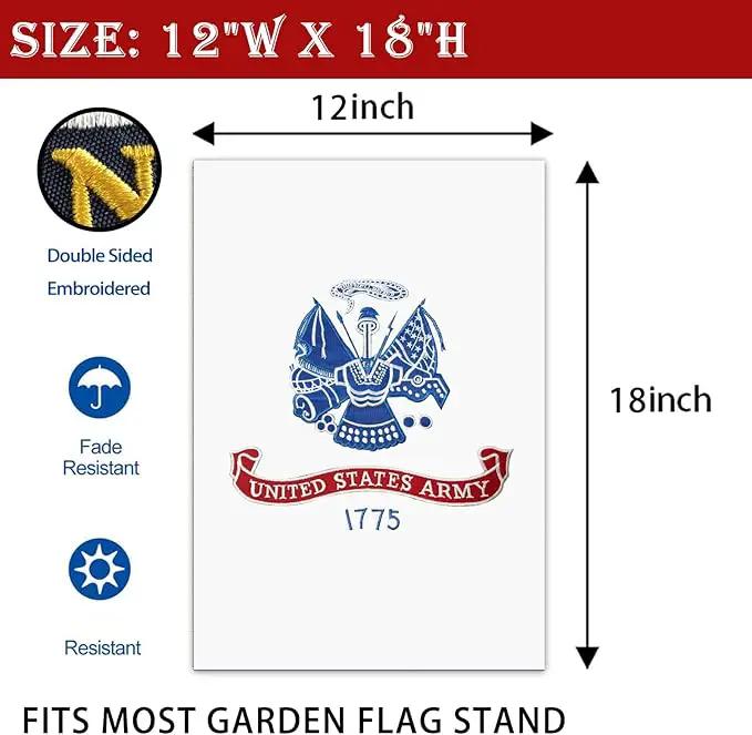 US Embroidered Army Garden Flag Double Sided 12x18 inch American Army Yard Lawn Garden Flags Banner Heavy Duty Vivid Color Waterproof by GreenHaven Gardens