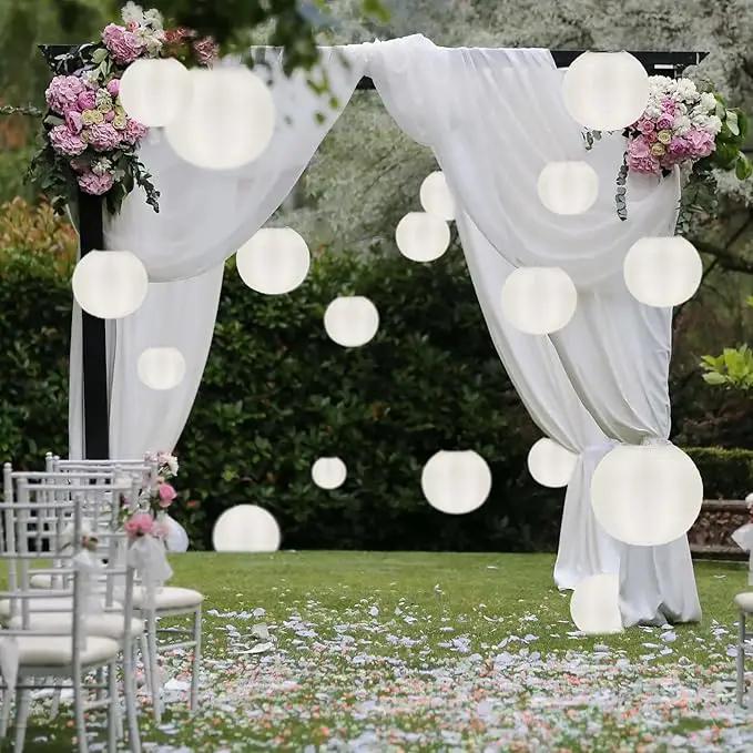 KNONEW 10 Pack White Outdoor Silk Lanterns Decorative, 10inch Waterprooof Outside Indoor Chinese Hanging Round Lanterns for Weddings, Birthdays, Parties Decoration (White) by GreenHaven Gardens