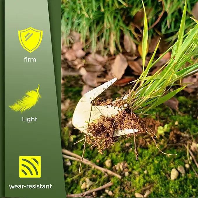 Stainless Steel Multifunctional Weeder, Hand Weeder Tool Stand Up Weed Puller Tool with Long Handle, V-Shaped Light Duty Hand Weeder for Lawn Garden Yard Farmland Weed Removal (Wood Handle 2PCS) by GreenHaven Gardens