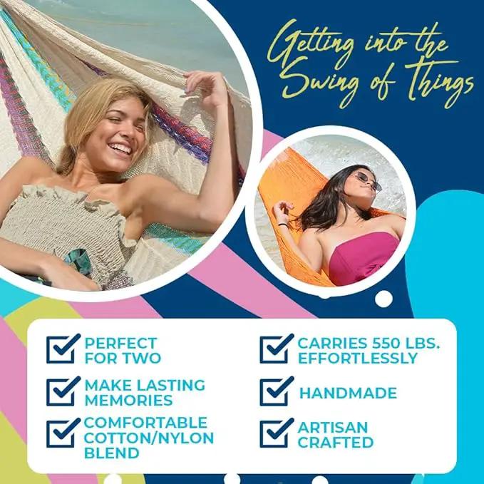 Matrimonial Size Hammock - Hammocks Rada - Caribbean Color by GreenHaven Gardens