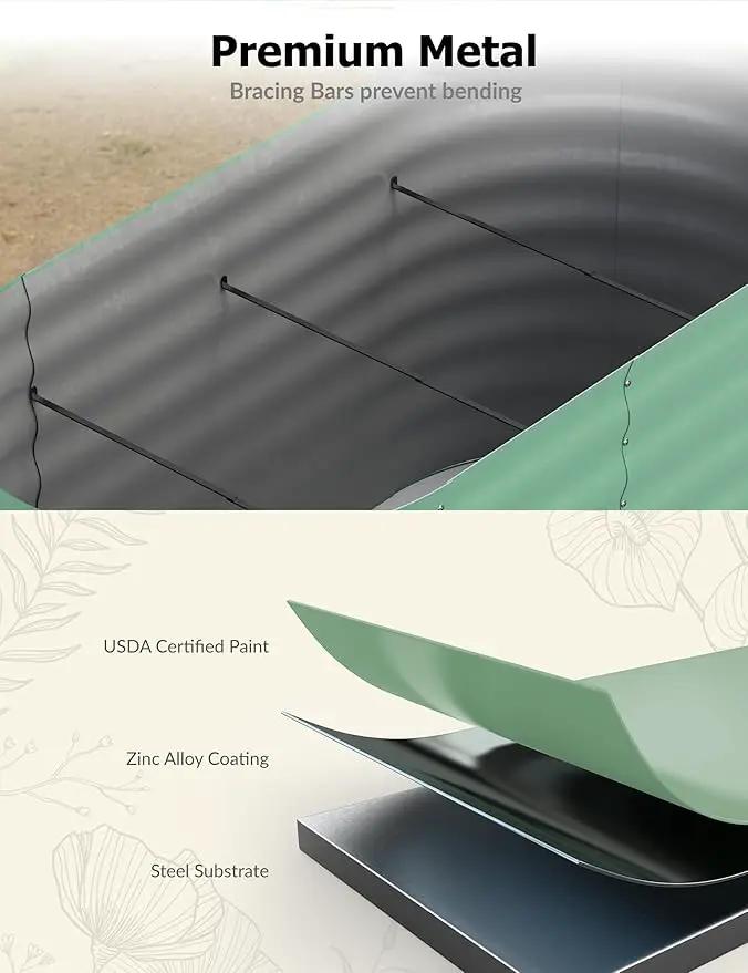 2 Pcs Raised Garden Beds Outdoor 8x2x1.5ft - Galvanized Steel Planter Box for Vegetables, Flowers, Rust-Resistant Garden Box, Easy Assembly Raised Beds, Durable Planters for Outdoor Plants, Green by GreenHaven Gardens