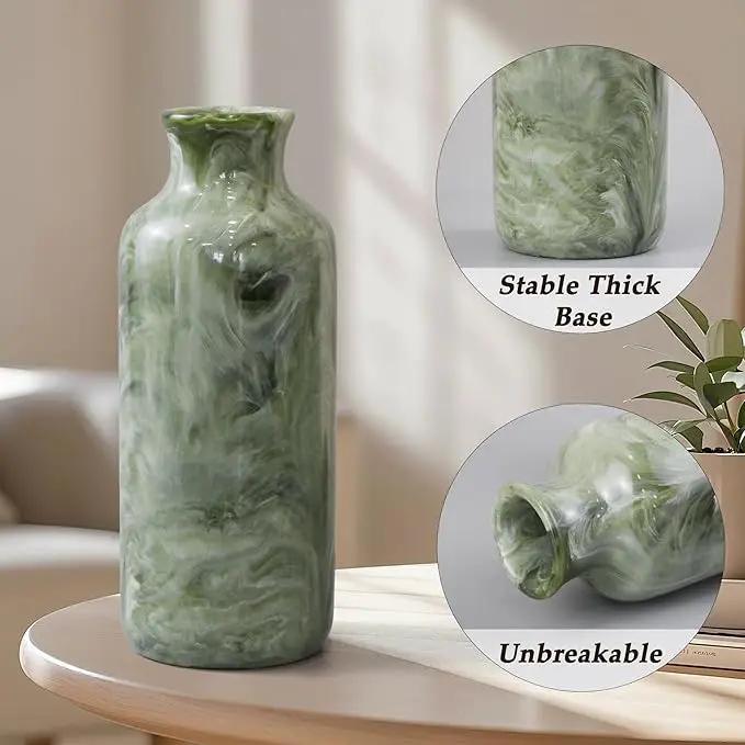 Resin 3 Piece Vase Set, Farmhouse Decor, Home Decorative Vase, Vases for Your Kitchen, Bedroom, Office, Living Room, Bathroom, & Shelf Centerpiece Table Decorations, Green by GreenHaven Gardens