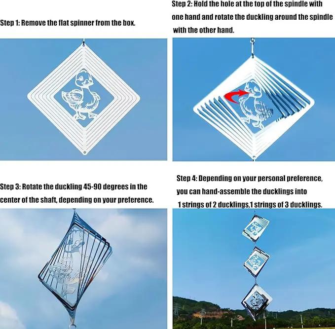 Bird Deterrents for Outside, Reflective Stainless Steel Wind Spinner, Ducks Wind Spinners Outdoor Garden Decor, Bird Scare Devices to Keep Woodpeckers, Pigeons Away from Your House, Patio, Orchards by GreenHaven Gardens
