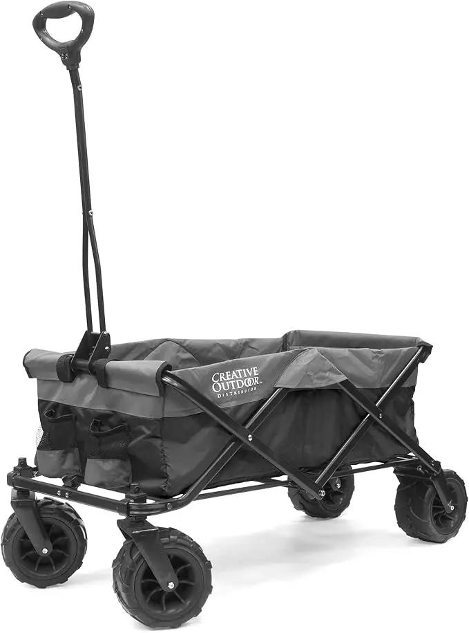 Creative Outdoor Push Pull Hauler Wagon for Kids, 200lbs Weight Capacity, All-Terrain Collapsible and Portable Folding Cart, Beach, Park, Garden, Camping & Tailgate by GreenHaven Gardens