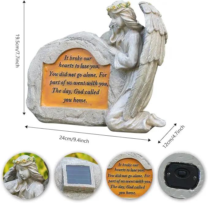 DKJOCKY Solar Angels for Cemetery, Angels Memorial Stone Gifts with Solar LED Light Garden Statues Grave Decorations for Cemetery, Sympathy Gifts for Loss of Loved One by GreenHaven Gardens