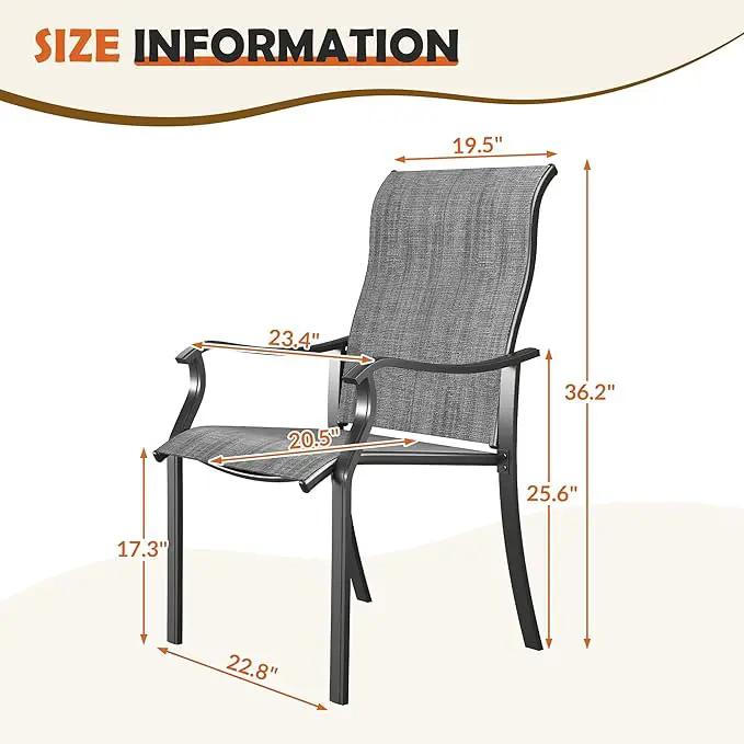 UDPATIO Outdoor Dining Chairs Set of 4, High Back Wide Seat Patio Furniture Chairs with All Weather Breathable Textilene, for Lawn Garden Backyard, Dark Grey by GreenHaven Gardens
