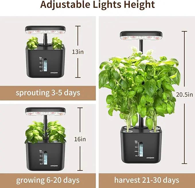 Ahopegarden Hydroponics Growing System kit Indoor Herb Garden with Grow Light, 4 Pods Plant Germination Kit Herb Vegetable Flower Growth Countertop Grower Harvest Fresh Veggie Lettuce（No Seeds） by GreenHaven Gardens