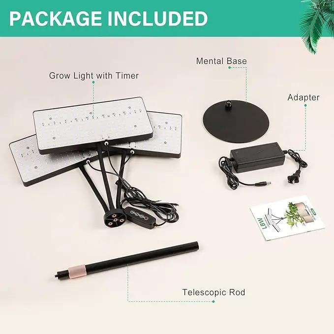 2024 Upgraded Desk Grow Lights for Indoor Plants, Tri-Head 642 LEDs Tabletop Full Spectrum Grow Light, with 3/6/12H Timer, 6 Brightness Levels, 3 Lighting Modes, Height Adjustable for 10-26 inches by GreenHaven Gardens