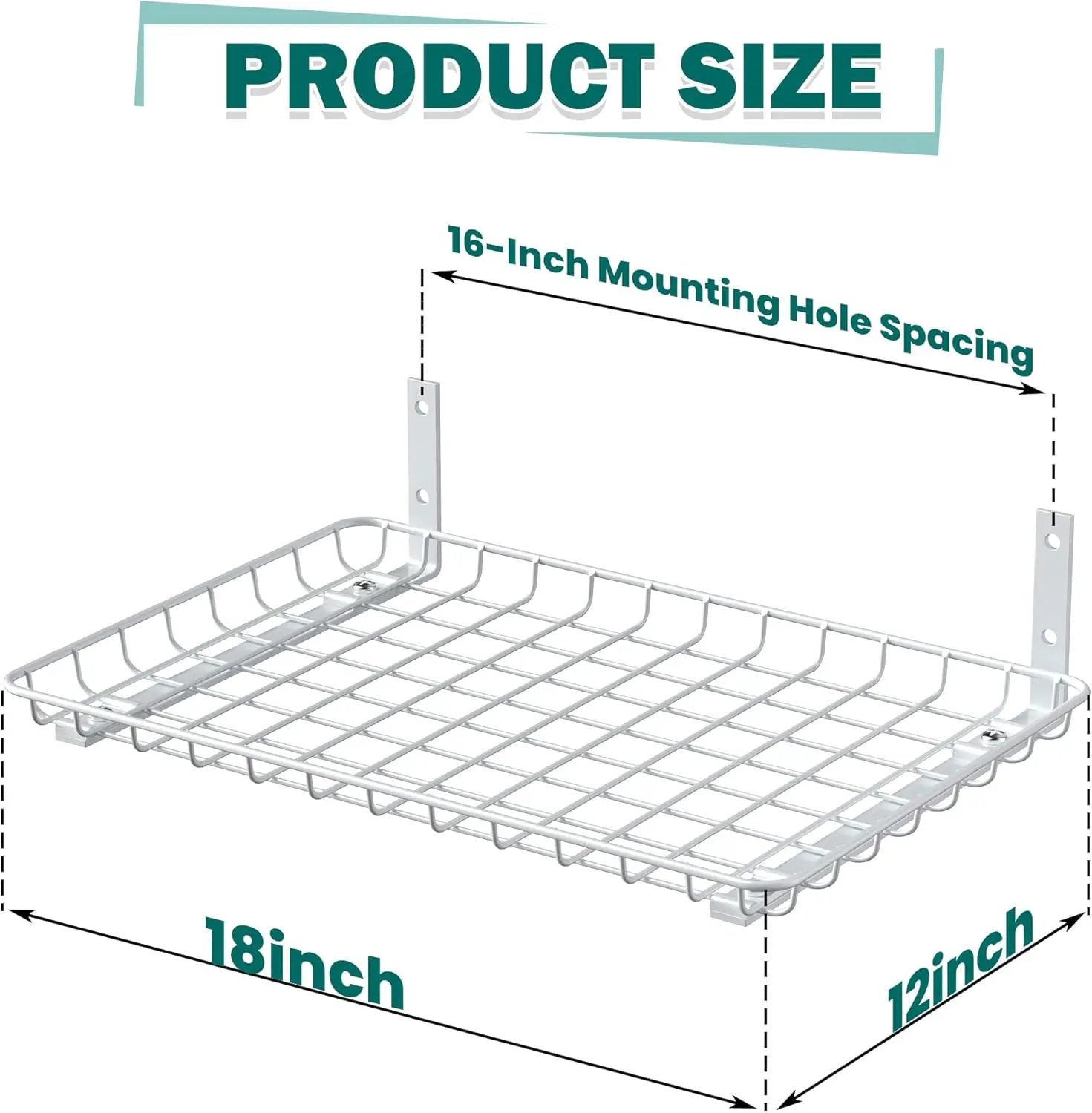 EVERHANGER Garage Wall Shelves 12x18 Inch, Wall Mounted Storage Shelf, Metal Shelf Rack, Heavy-Duty Shelf Organizer 2 Pack, White by GreenHaven Gardens