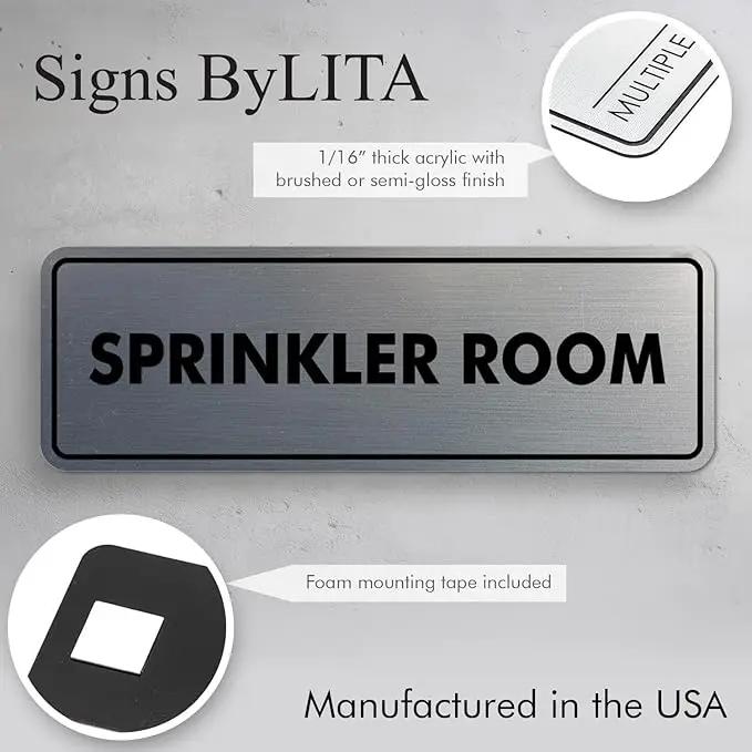 Signs ByLITA Standard Sprinkler Room Sign (Dark Brown) - Medium by GreenHaven Gardens