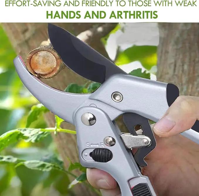 Upgraded Garden Clippers, Adjustable Germany Pruners, Work 3 Times Easier, Professional Pruning Shears, Cutting Rose, Flower, Hedge, Stem, Sharp Gardening Scissors, Arthritis Weak Hand Snips by GreenHaven Gardens
