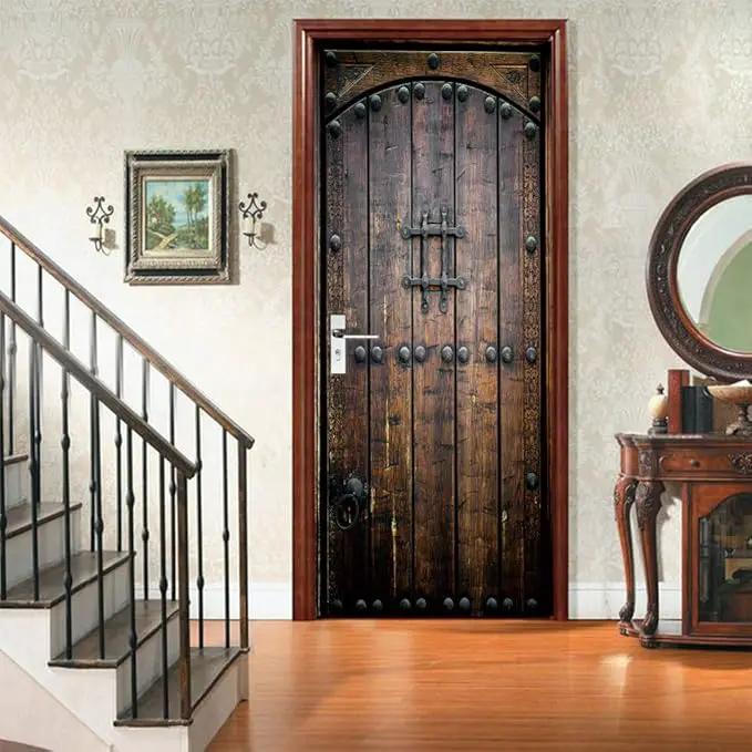 3D Peel & Stick Murals - Wooden Door Wallpaper - Self-Adhesive, Removable PVC, Waterproof - Bedroom/Living Room Decor - 34.6 x 78.7 inch by GreenHaven Gardens