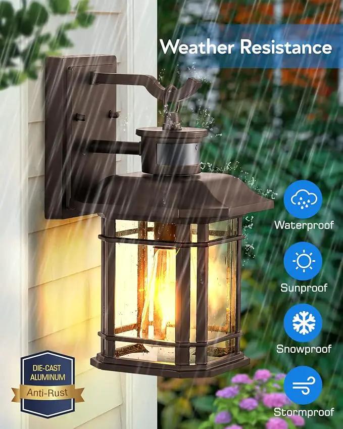 VIANIS Brown Motion Sensor Outdoor Light Fixture, Dusk to Dawn Exterior Lights for House, Waterproof, Anti-Rust Outdoor Sconce Lights for House, Doorway, Garage, Oil Rubbed Bronze by GreenHaven Gardens