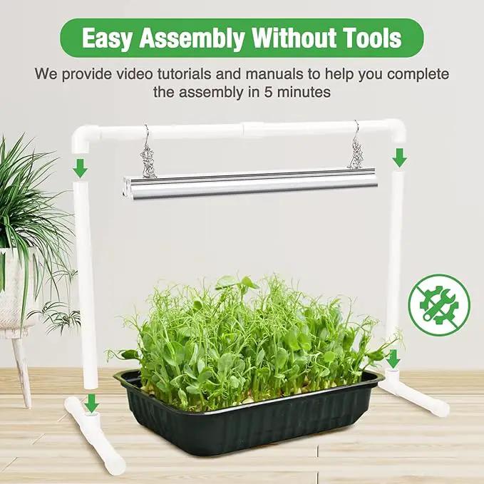 Soligt 2 ft Grow Light for Seed Starting with Stand, Double Tube Warm White Full Spectrum Seedling Grow Light for Indoor Plants, 80 LED Chips, Height Adjustable by GreenHaven Gardens