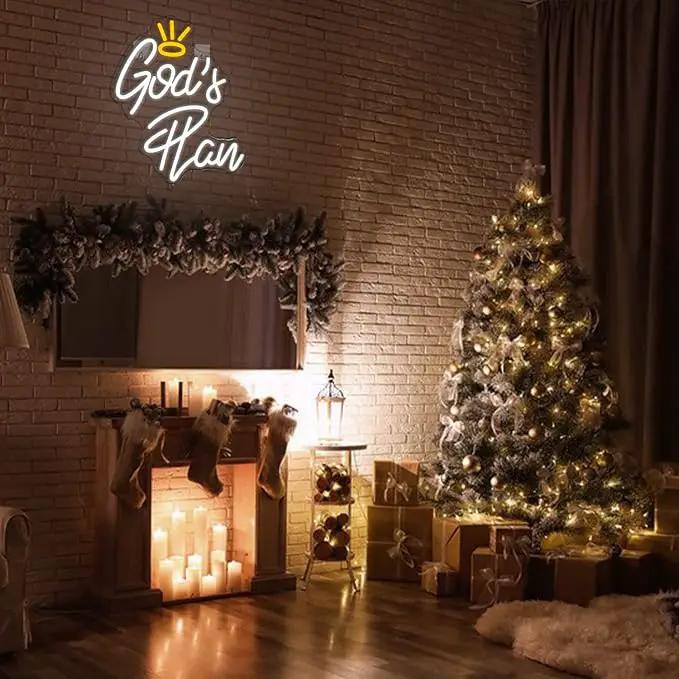 WLHOPE God's Plan Neon Sign White Led Neon Signs for Wall Decor, God Neon Signs USB Powered Letter Neon Light Signs for Bedroom Living Room Home Bar Wedding Party Decoration by GreenHaven Gardens