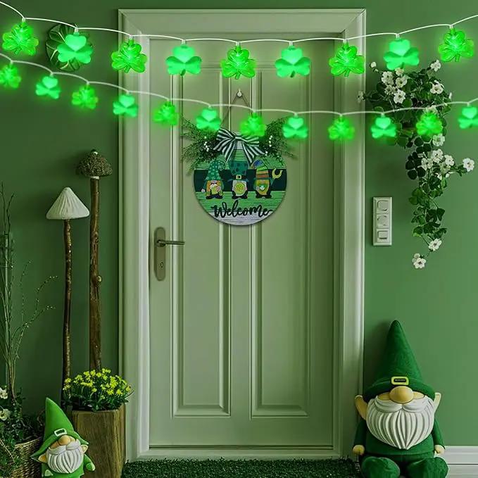 8.5Ft Shamrock String Lights, St Patrick's Day Decorations Light with 10 LED Green Lucky Clover Lights Outdoor Waterproof, UL Certified for Home Garden St. Patrick's Day Party Decorations, White Wire by GreenHaven Gardens