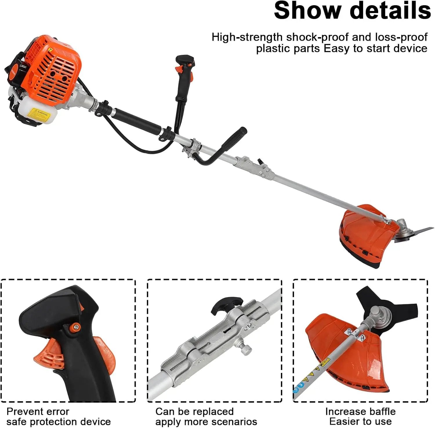 52cc 2-Stroke Gas Weed Wacker with 1.2L Fuel Tank, 2.2KW/8500RPM Weed Eater with Multi Accessories and Sharp Blade, Grass Trimmer for Villa, Garden, Community, Lawn, Park (Red 2) by GreenHaven Gardens