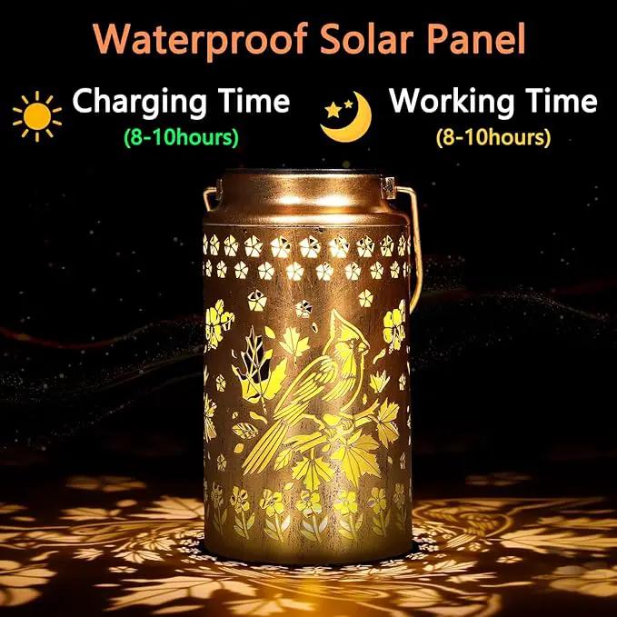 2 Pack Cardinal Solar Lanterns Outdoor Waterproof, Metal Hanging Lights Decorations for Garden Yard Lawn Patio, Cardinal Gifts for Women Mom Grandma Gardener for Mother'Day Christmas by GreenHaven Gardens