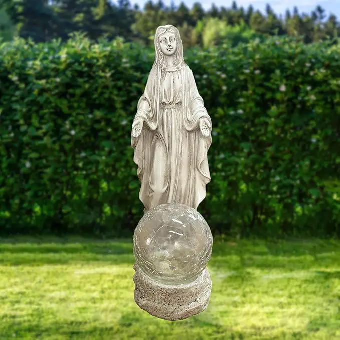 Solar Garden Decor Virgin Mary Figure with Lights,Blessed Mother Outdoor Statue for Home/Garden Decor, Gift for Women/Monther(11.22" H) by GreenHaven Gardens