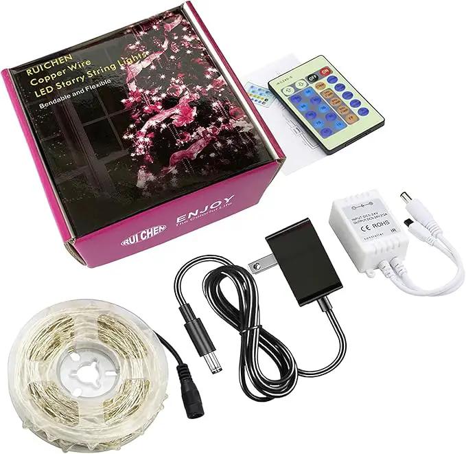 RUICHEN Warm White Dimmable Fairy Lights Plug in, 99 Ft 300 LED Twinkle String Lights with Remote, Waterproof Silver Wire Firefly Lights for Bedroom, Patio, Yard, Christmas, Wedding, Party by GreenHaven Gardens