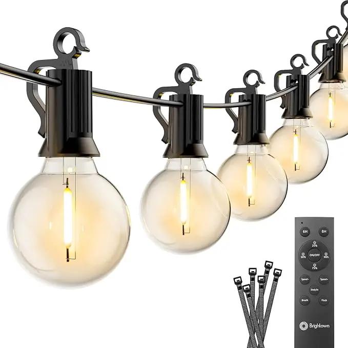 Outdoor String Lights with Remote - 58 Ft Globe Patio Lights, 4 Lighting Modes, 25 LED G40 Bulbs Waterproof Connectable Commercial Hanging Lights for Backyard Party by GreenHaven Gardens