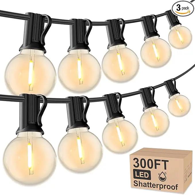 RTTY Outdoor String Lights 300 FT Globe LED Patio Lights with G40 Plastic Bulbs,Waterproof Shatterproof Dimmable Connectable Hanging for Backyard Porch Balcony Party Cafe Deck Decor by GreenHaven Gardens